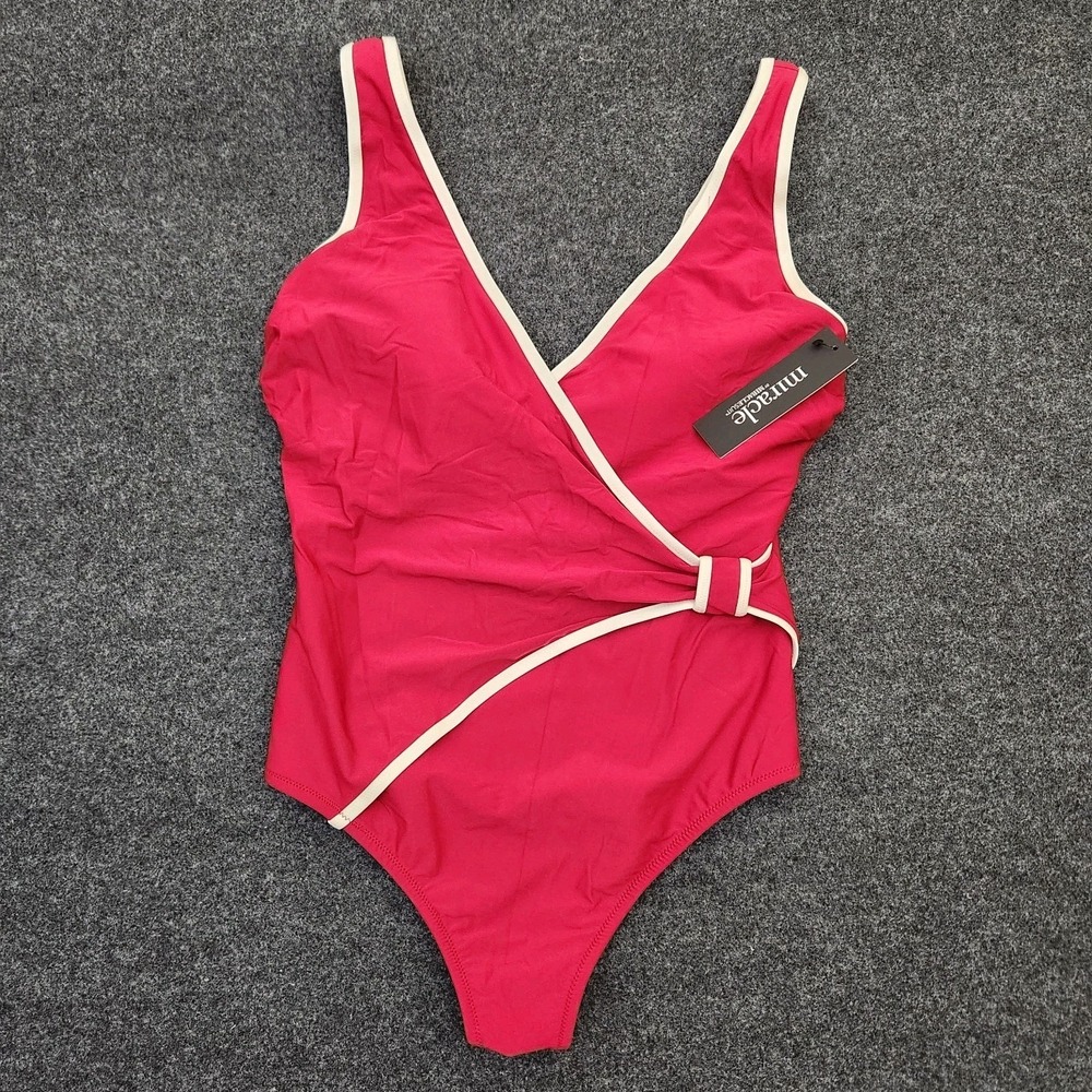 Miraclesuit Womens Size 14 Ave One Piece Cherry Chocolate Shaping Bathing Suit